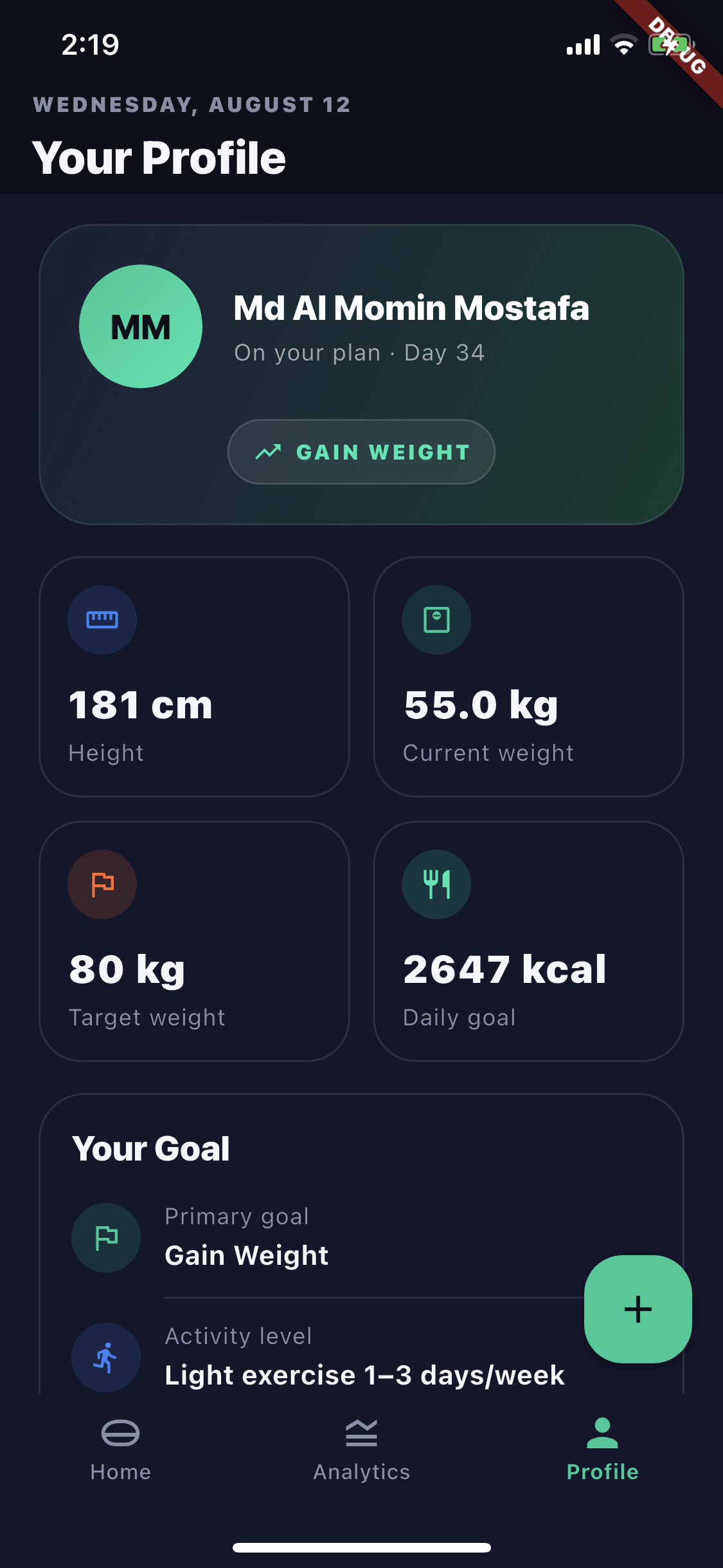 Thryvo Cal macro tracking screenshot